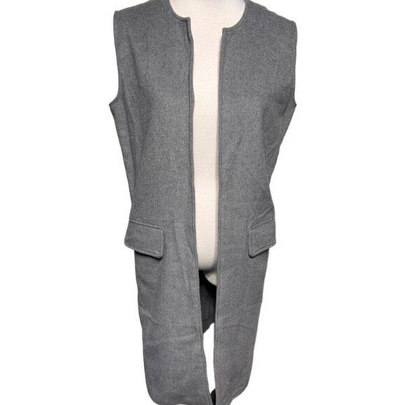 Cupcakes and Cashmere Grey Shannon Long Wool Vest Duster Size Small - Picture 1 of 4